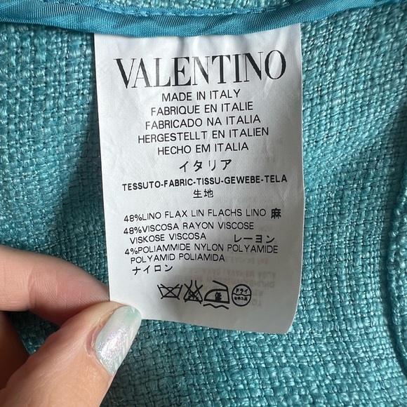 NWOT Valentino Red Two Piece Suit Jacket Skirt blue tweed size 8 Linen blend - Picture 5 of 11